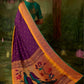 EKKTARA Saree For Women Purple Brasso Silk Designer Paithani Saree