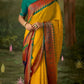 EKKTARA Saree For Women Yellow Brasso Silk Designer Paithani Saree