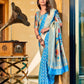 EKKTARA Saree For Women Marine Blue Paithani Silk Saree & Designer Blouse