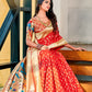 EKKTARA Saree For Women Fire Orange Paithani Silk Saree & Designer Blouse