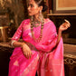 EKKTARA Saree For Women Hot Pink Silk Zari Handloom Weaving Saree