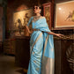 EKKTARA Saree For Women Sky Blue Silk Zari Handloom Weaving Saree