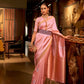 EKKTARA Saree For Women Crepe Pink Silk Zari Handloom Weaving Saree