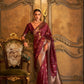 EKKTARA Saree For Women Maroon Silk Satin Handloom Weaving Saree