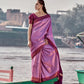 EKKTARA Saree For Women Lilac Purple Pattu Soft Silk Saree