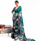 EKKTARA Saree For Women Green Printed Digital Crepe Georgette Saree