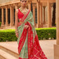 EKKTARA Saree For Women Pista Green & Red Colour Pure Silk Designer Patola Saree With Unstitched Blouse