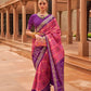 EKKTARA Saree For Women Pink & Purple Colour Pure Silk Designer Patola Saree With Unstitched Blouse