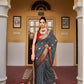 EKKTARA Saree For Women Grey Colour Silk Weaving Saree With Designer Pallu