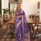 EKKTARA Saree For Women Orchid Multi Colour Zari Handloom Weaving Silk Saree With Unstitched Blouse