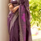EKKTARA Saree For Women MauveMulti Colour Zari Handloom Weaving Silk Saree With Unstitched Blouse