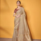 EKKTARA Saree For Women Golden Pure Tissue Silk Double Blouse Saree
