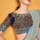 EKKTARA Saree For Women Sky Blue Pure Tissue Silk Double Blouse Saree