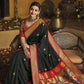 EKKTARA Saree For Women Black Colour Pure Silk Paithani  Saree With Unstitched Blouse Celebrity Collection