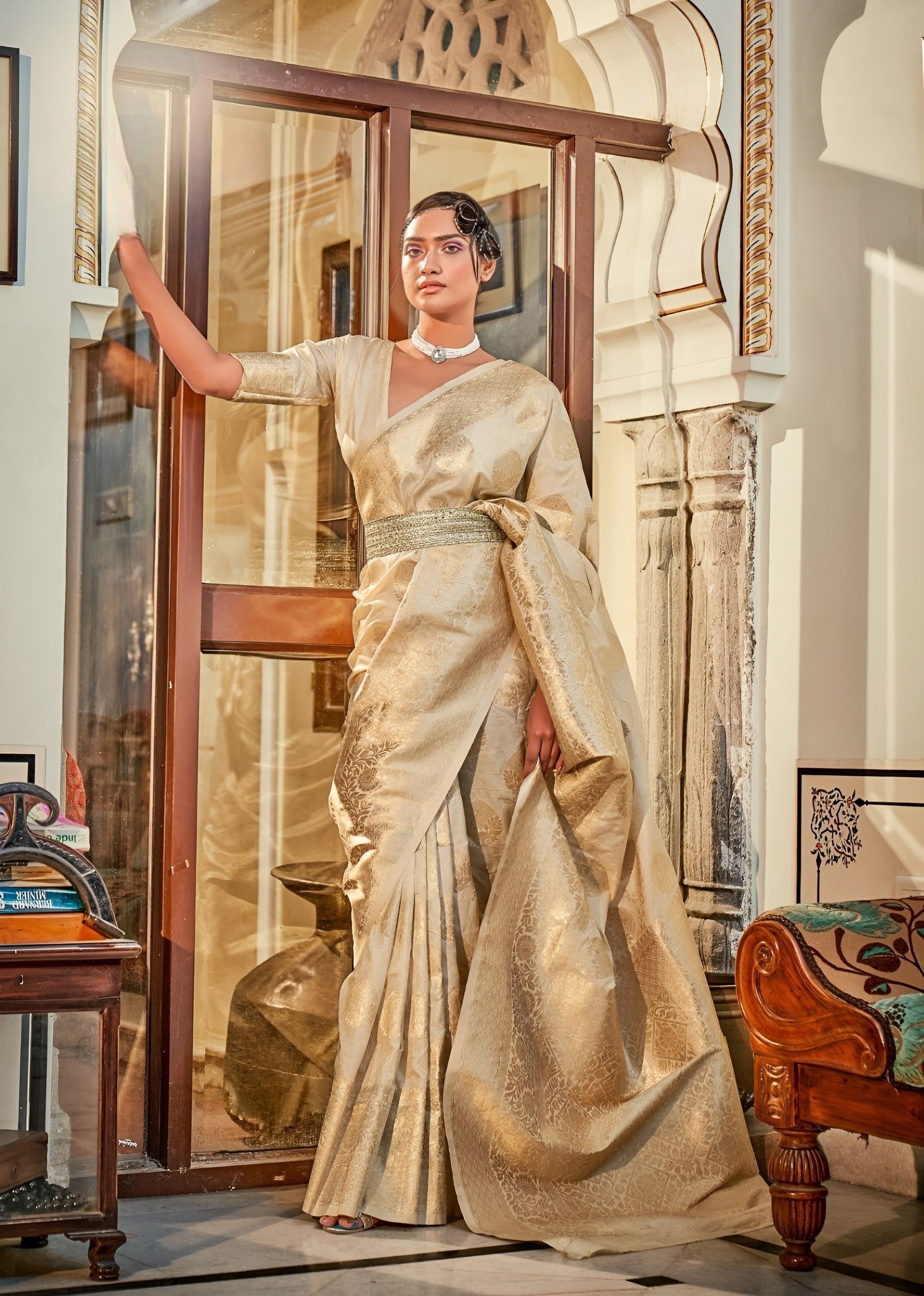 Gold Banaras Tissue Silk Saree