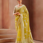 EKKTARA Saree For Women Lemon Yellow Silk Saree With Silver Zari Weaving