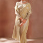 EKKTARA Saree For Women Creamy Golden Silk Saree With Silver Zari Weaving