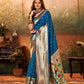 EKKTARA Saree For Women Cobalt Blue Colour Silk Zari Border Paithani  Saree With Unstitched Blouse
