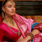 EKKTARA Saree For Women Pink Colour Pure Silk Designer Patola Saree With Unstitched Blouse