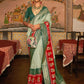 EKKTARA Saree For Women Green Colour Pure Silk Designer Patola Saree With Unstitched Blouse