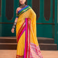 EKKTARA Saree For Women Yellow Colour Handloom Silk Saree With Unstitched Blouse