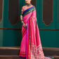 EKKTARA Saree For Women Pink Colour Handloom Silk Saree With Unstitched Blouse