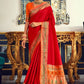 EKKTARA Saree For Women Red Colour Silk Paithani Concept Saree With Unstitched Blouse