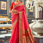 EKKTARA Saree For Women Pink Colour Silk Paithani Concept Saree With Unstitched Blouse