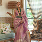 EKKTARA Celebrity Fame Saree For Women Lavender Colour Satin Tissue Handloom Weaving Silk Saree With Unstitched Blouse