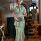 EKKTARA Saree For Women Green Colour Pure Linen IKAT Handloom Weaving Saree With Unstitched Blouse