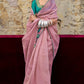 EKKTARA Saree For Women Light Pink Colour Organza Sari Weaving Saree With Designer Unstitched Blouse