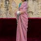 EKKTARA Saree For Women Light Pink Colour Organza Sari Weaving Saree With Designer Unstitched Blouse