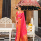 EKKTARA Saree For Women Pink Colour Pure Kajivaram Silk Saree With Unstitched Blouse