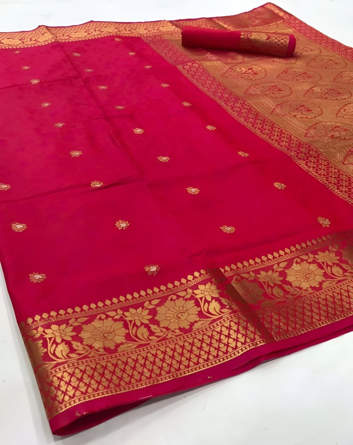 EKKTARA Saree For Women Pink Colour Pure Kajivaram Silk Saree With Unstitched Blouse