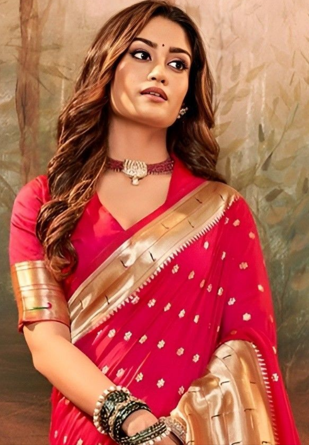 EKKTARA Saree For Women Ferrari Red Colour Silk Zari Border Paithani  Saree With Unstitched Blouse