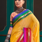 EKKTARA Saree For Women Yellow Colour Handloom Silk Saree With Unstitched Blouse