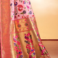 EKKTARA Saree For Women Light Pink Colour Pure Silk Paithani Saree
