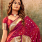 EKKTARA Saree For Women Rose Red Colour Silk Zari Border Paithani  Saree With Unstitched Blouse