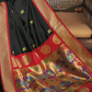 EKKTARA Saree For Women Black Colour Pure Silk Paithani  Saree With Unstitched Blouse Celebrity Collection