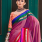 EKKTARA Saree For Women Purple Colour Handloom Silk Saree With Unstitched Blouse