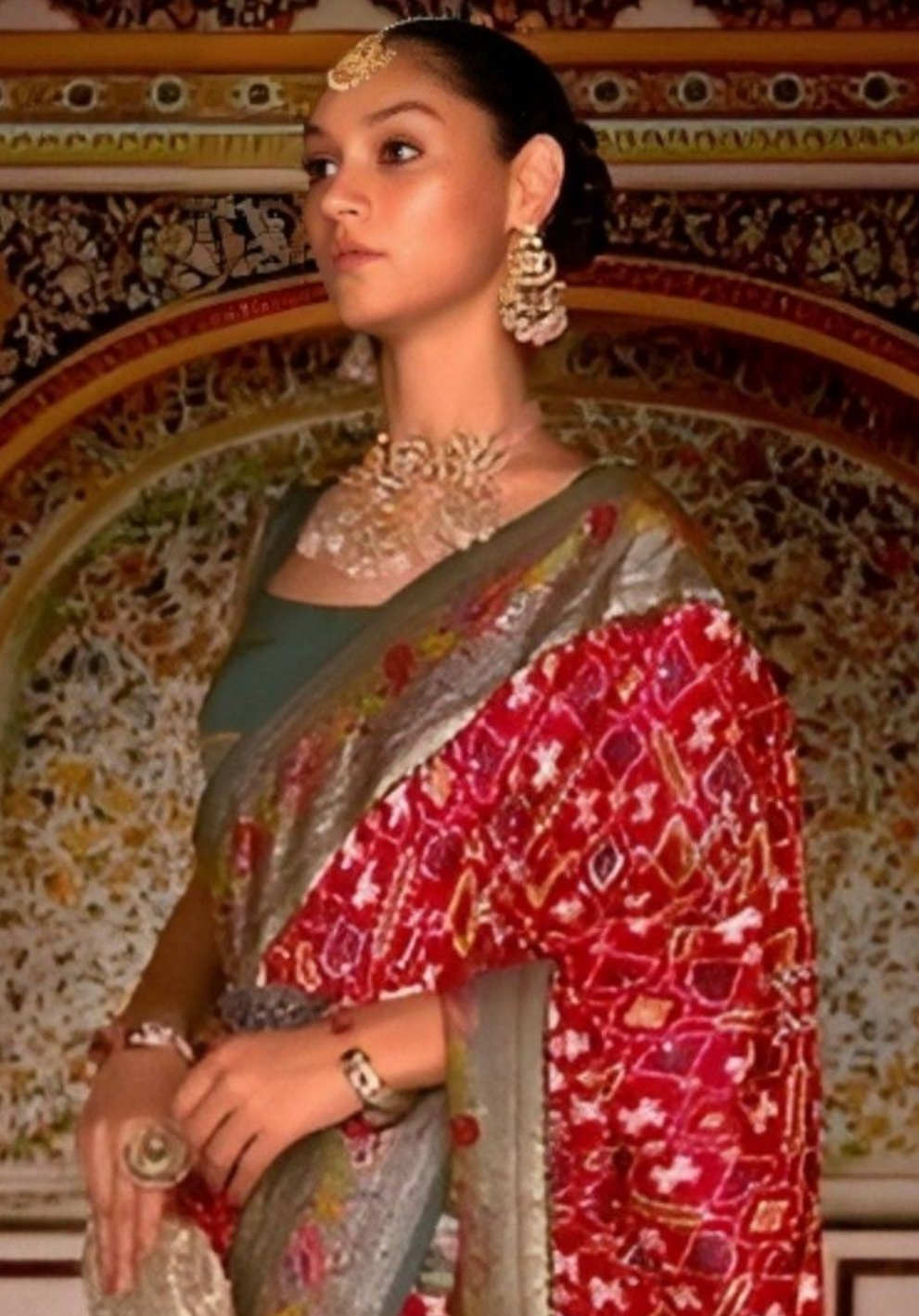 EKKTARA Saree For Women Red Colour Designer Paithani Patola Saree With Unstitched Blouse
