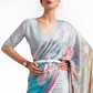 EKKTARA Saree For Women Silver Printed Digital Crepe Georgette Saree