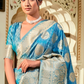 EKKTARA Saree For Women Azure Blue Colour Banarasi Silk Zari Saree With Unstitched Blouse