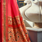 EKKTARA Saree For Women Pink Colour Silk Paithani Concept Saree With Unstitched Blouse