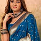 EKKTARA Saree For Women Cobalt Blue Colour Silk Zari Border Paithani  Saree With Unstitched Blouse