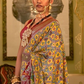 EKKTARA Saree For Women Yellow Colour Patola Silk Saree With Designer Border & Unstitched Blouse
