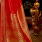 EKKTARA Saree For Women Red Handloom Silk Weaving Saree