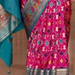 EKKTARA Saree For Women Pink Colour Designer Paithani Patola Saree With Unstitched Blouse