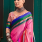 EKKTARA Saree For Women Pink Colour Handloom Silk Saree With Unstitched Blouse