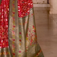 EKKTARA Saree For Women Red Colour Designer Paithani Patola Saree With Unstitched Blouse